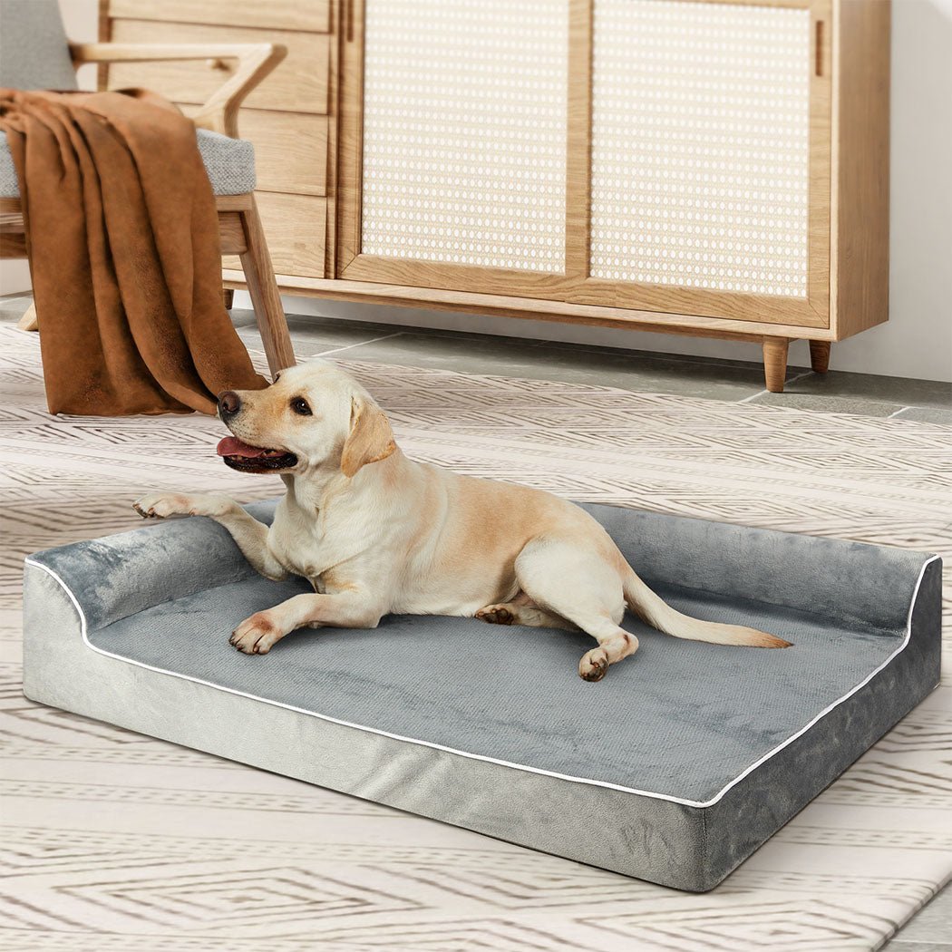 Orthopedic XXL Dog Bed with Memory Foam and Neck Support - Grey - Rivercity House & Home Co. (ABN 18 642 972 209) - Affordable Modern Furniture Australia