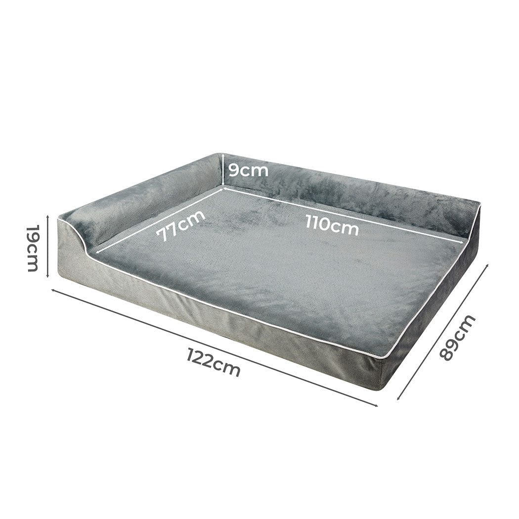Orthopedic XXL Dog Bed with Memory Foam and Neck Support - Grey - Rivercity House & Home Co. (ABN 18 642 972 209) - Affordable Modern Furniture Australia