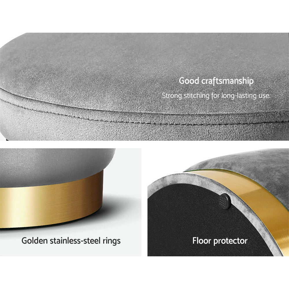 Ottoman Foot Stool Round Velvet Charcoal - Furniture > Bar Stools & Chairs > Arm Chairs & Recliners - Rivercity House & Home Co. (ABN 18 642 972 209) - Affordable Modern Furniture Australia