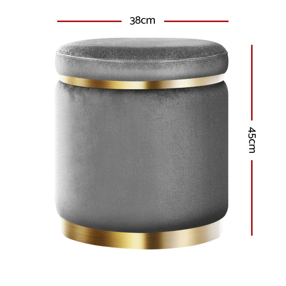 Ottoman Foot Stool Round Velvet Charcoal - Furniture > Bar Stools & Chairs > Arm Chairs & Recliners - Rivercity House & Home Co. (ABN 18 642 972 209) - Affordable Modern Furniture Australia