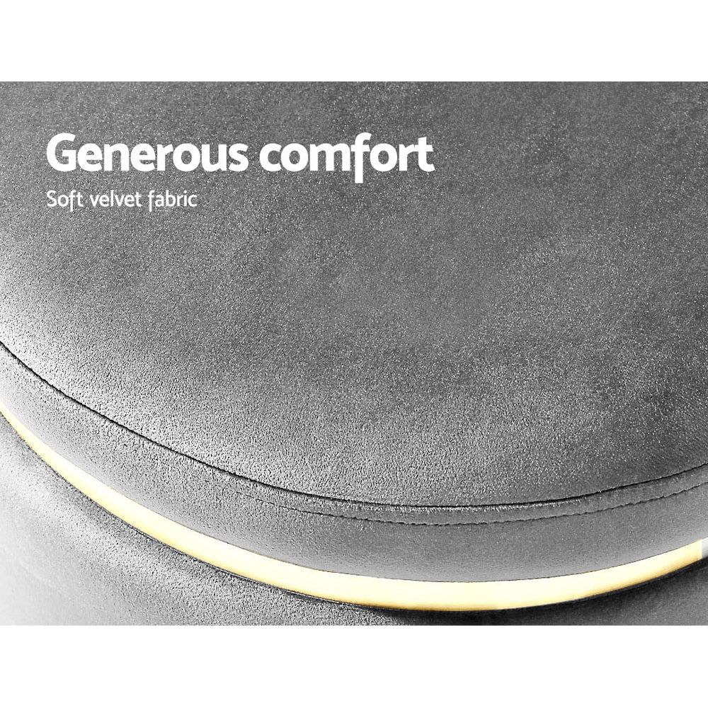 Ottoman Foot Stool Round Velvet Charcoal - Furniture > Bar Stools & Chairs > Arm Chairs & Recliners - Rivercity House & Home Co. (ABN 18 642 972 209) - Affordable Modern Furniture Australia