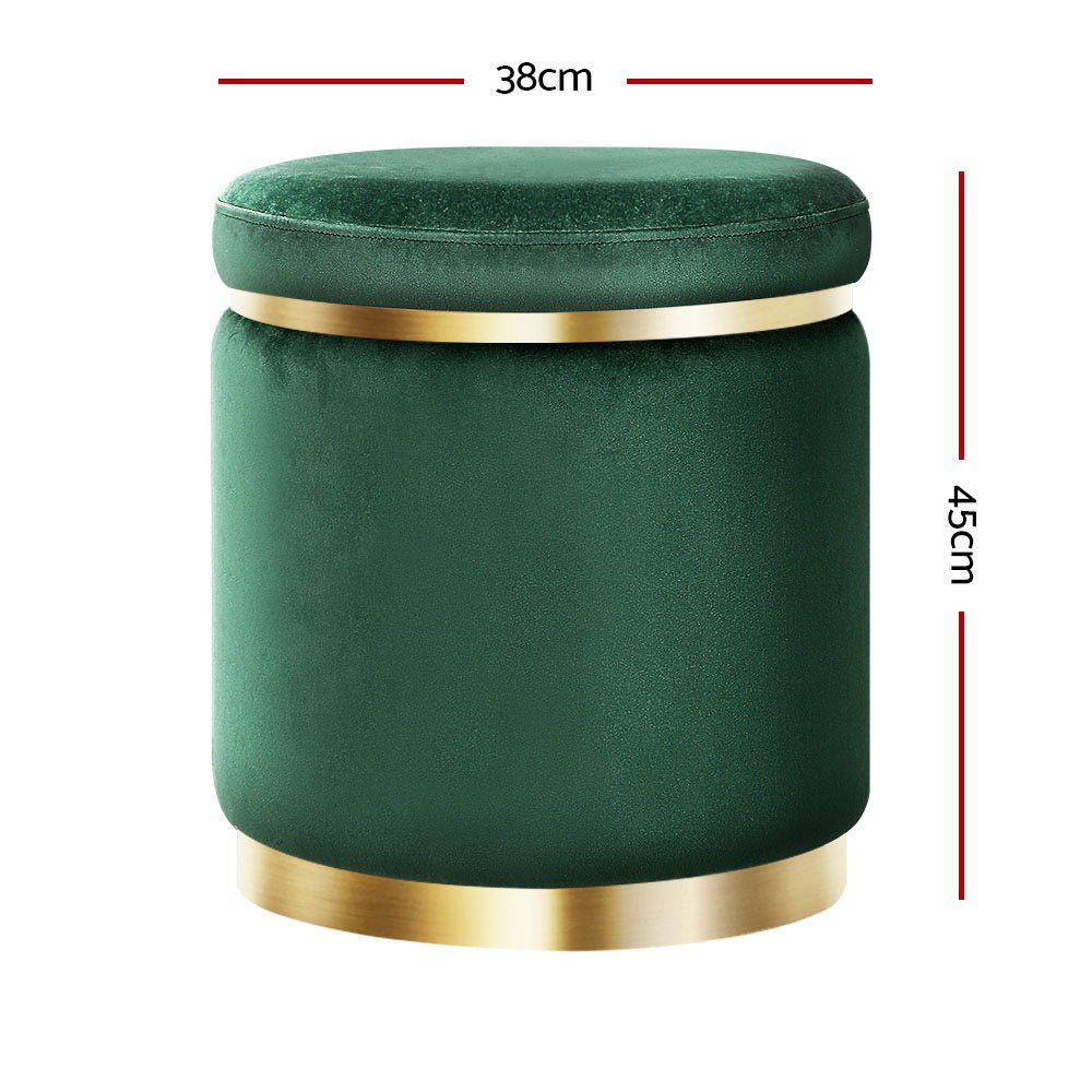 Ottoman Foot Stool Round Velvet Green - Furniture > Living Room > Ottomans & Footstools - Rivercity House & Home Co. (ABN 18 642 972 209) - Affordable Modern Furniture Australia