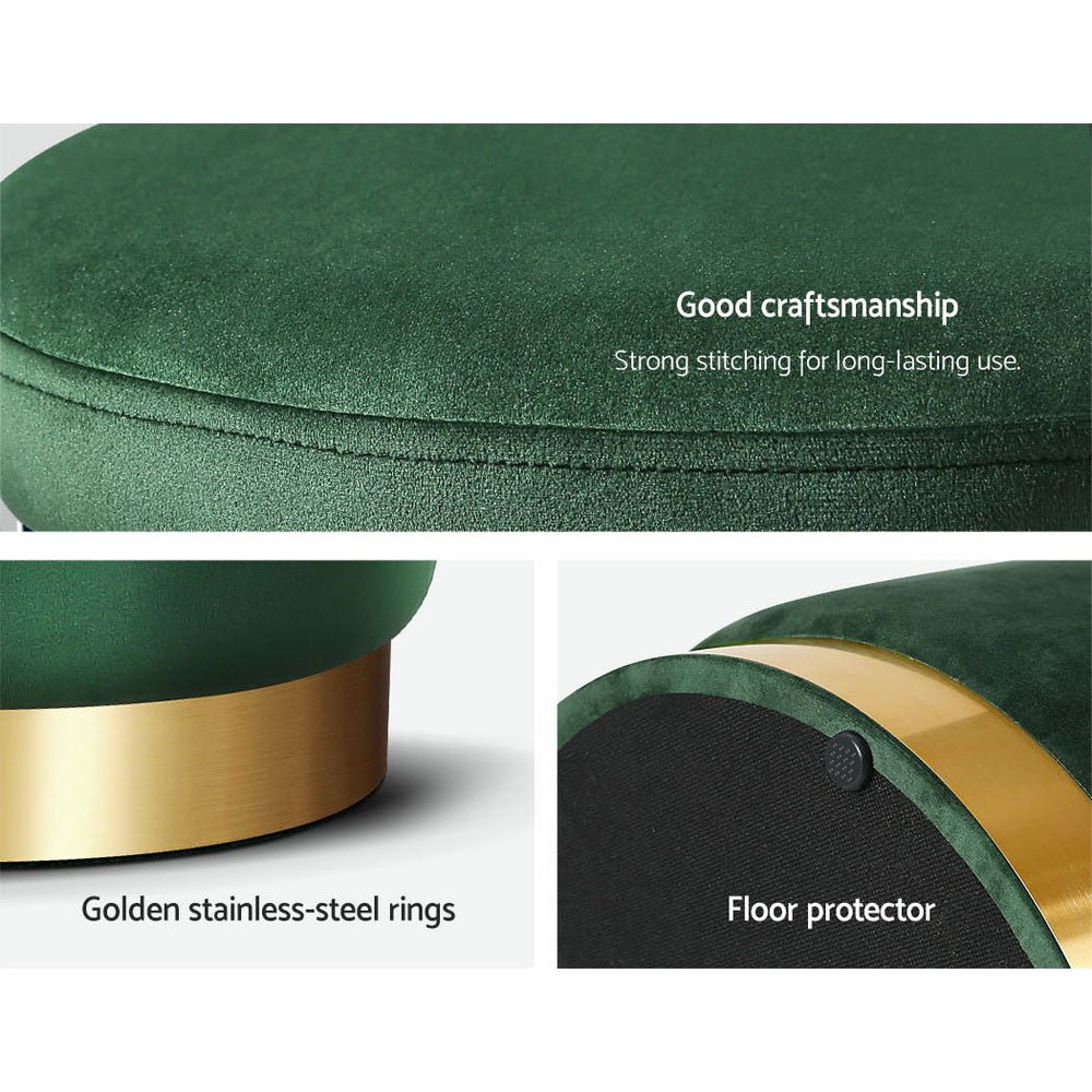 Ottoman Foot Stool Round Velvet Green - Furniture > Living Room > Ottomans & Footstools - Rivercity House & Home Co. (ABN 18 642 972 209) - Affordable Modern Furniture Australia