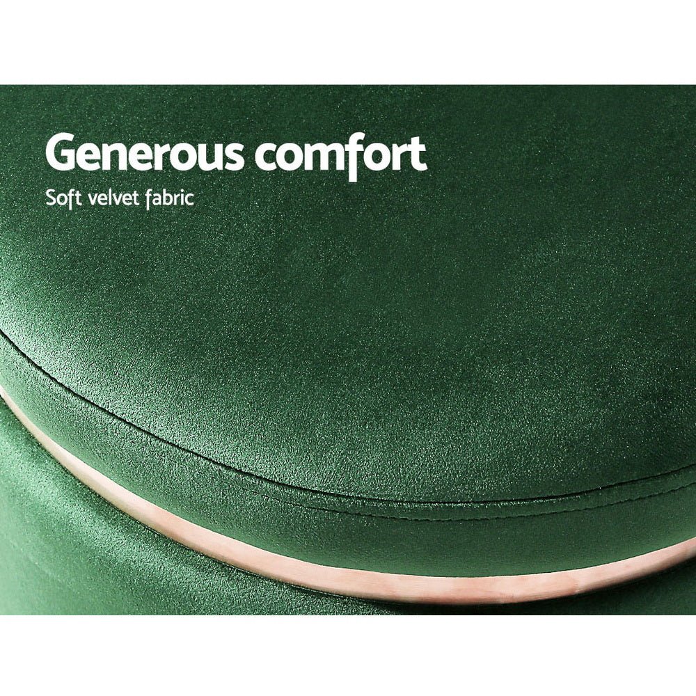 Ottoman Foot Stool Round Velvet Green - Furniture > Living Room > Ottomans & Footstools - Rivercity House & Home Co. (ABN 18 642 972 209) - Affordable Modern Furniture Australia