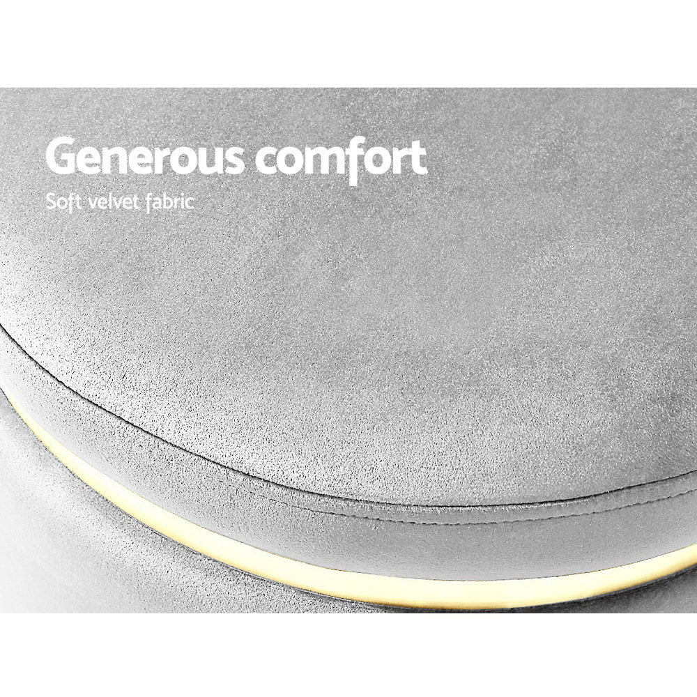 Ottoman Foot Stool Round Velvet Grey - Furniture > Living Room > Ottomans & Footstools - Rivercity House & Home Co. (ABN 18 642 972 209) - Affordable Modern Furniture Australia