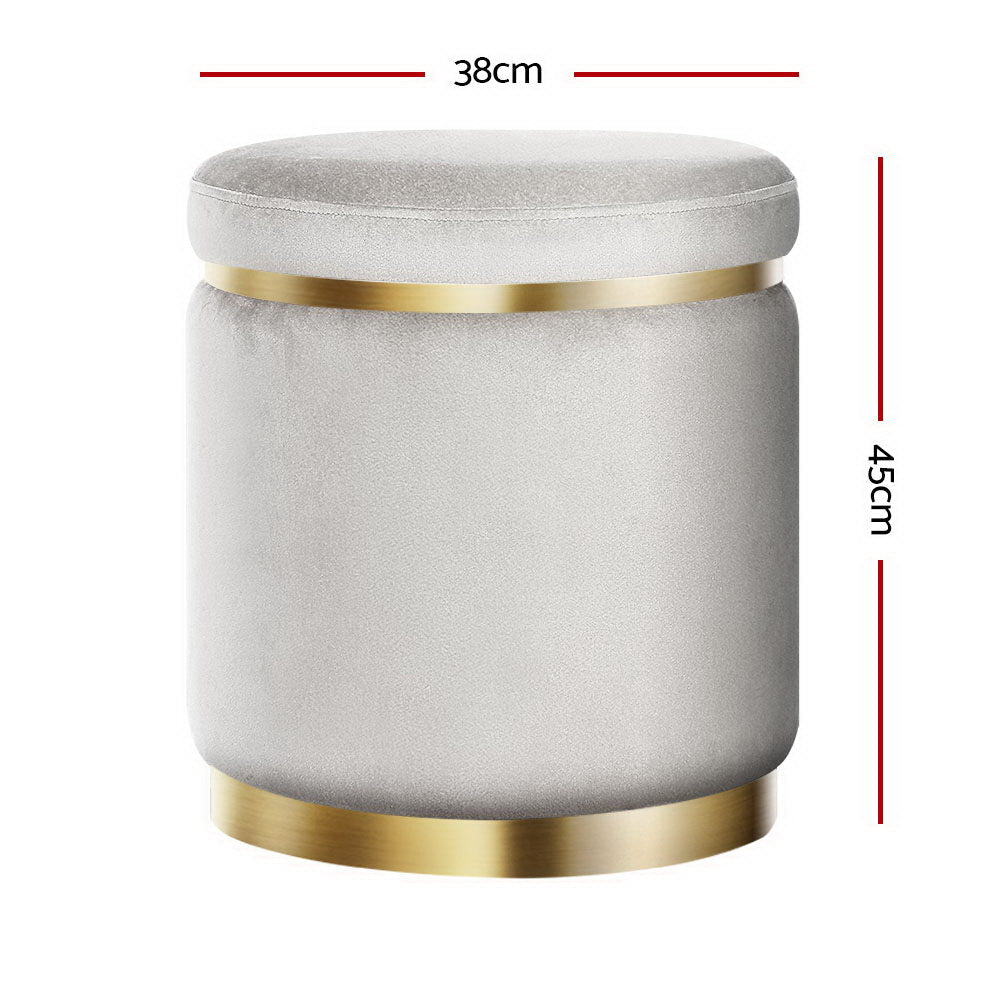 Ottoman Foot Stool Round Velvet Grey - Furniture > Living Room > Ottomans & Footstools - Rivercity House & Home Co. (ABN 18 642 972 209) - Affordable Modern Furniture Australia