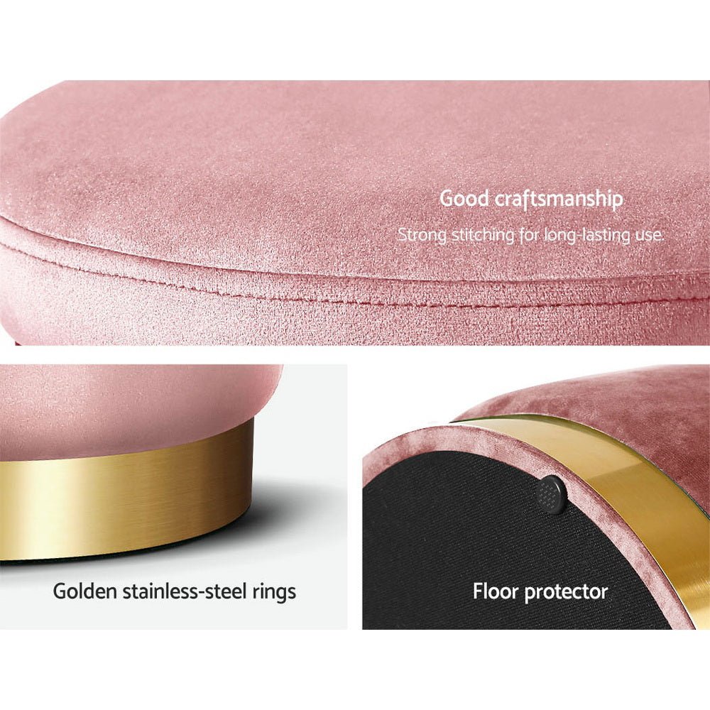 Ottoman Foot Stool Round Velvet Pink - Furniture > Living Room > Ottomans & Footstools - Rivercity House & Home Co. (ABN 18 642 972 209) - Affordable Modern Furniture Australia