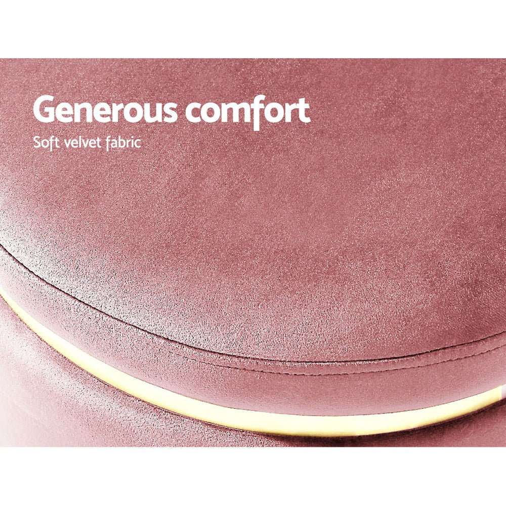 Ottoman Foot Stool Round Velvet Pink - Furniture > Living Room > Ottomans & Footstools - Rivercity House & Home Co. (ABN 18 642 972 209) - Affordable Modern Furniture Australia