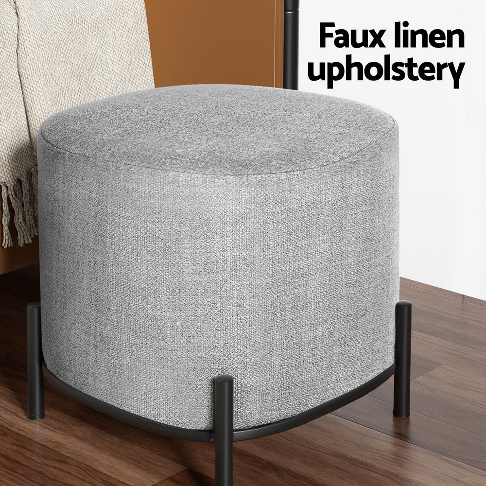 Ottoman Foot Stool Square Linen Grey - Furniture > Living Room > Ottomans & Footstools - Rivercity House & Home Co. (ABN 18 642 972 209) - Affordable Modern Furniture Australia