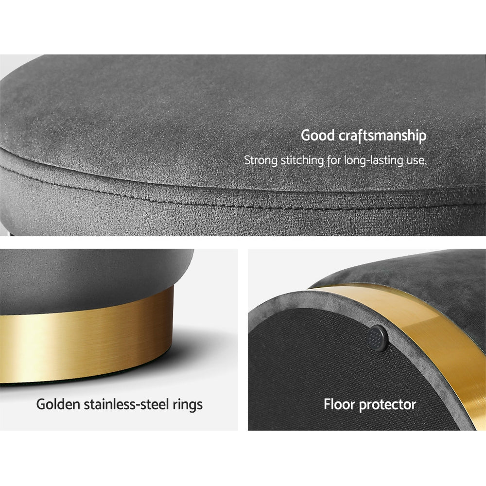 Ottoman Storage Foot Stool Round Velvet Charcoal - Furniture > Living Room > Ottomans & Footstools - Rivercity House & Home Co. (ABN 18 642 972 209) - Affordable Modern Furniture Australia