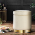 Round Velvet Ottoman Storage Footstool 40cm x 40cm x 45cm - Cream