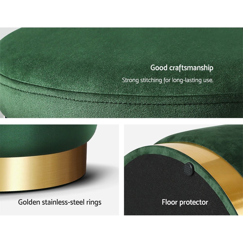 Ottoman Storage Foot Stool Round Velvet Green - Furniture > Living Room > Ottomans & Footstools - Rivercity House & Home Co. (ABN 18 642 972 209) - Affordable Modern Furniture Australia