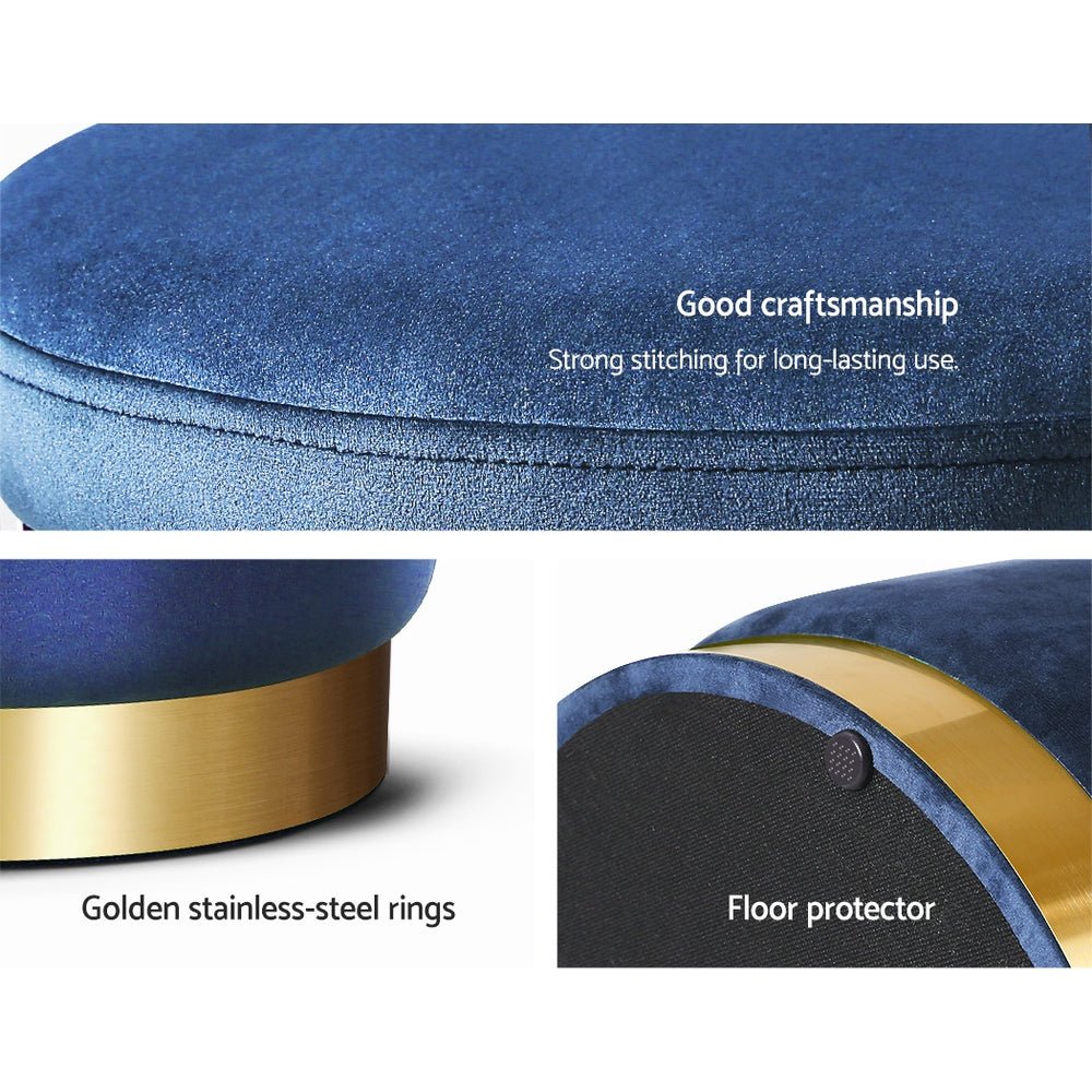 Ottoman Storage Foot Stool Round Velvet Navy - Furniture > Living Room > Ottomans & Footstools - Rivercity House & Home Co. (ABN 18 642 972 209) - Affordable Modern Furniture Australia
