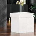 Janeska Square Ottoman Storage Footstool with Vanity - White