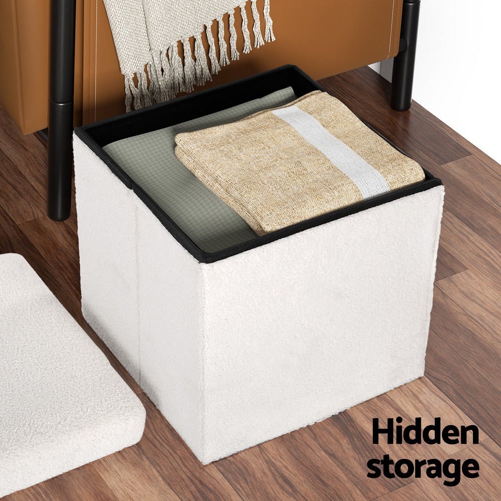 Ottoman Storage Foot Stool Vanity Square Teddy - Furniture > Living Room > Ottomans & Footstools - Rivercity House & Home Co. (ABN 18 642 972 209) - Affordable Modern Furniture Australia