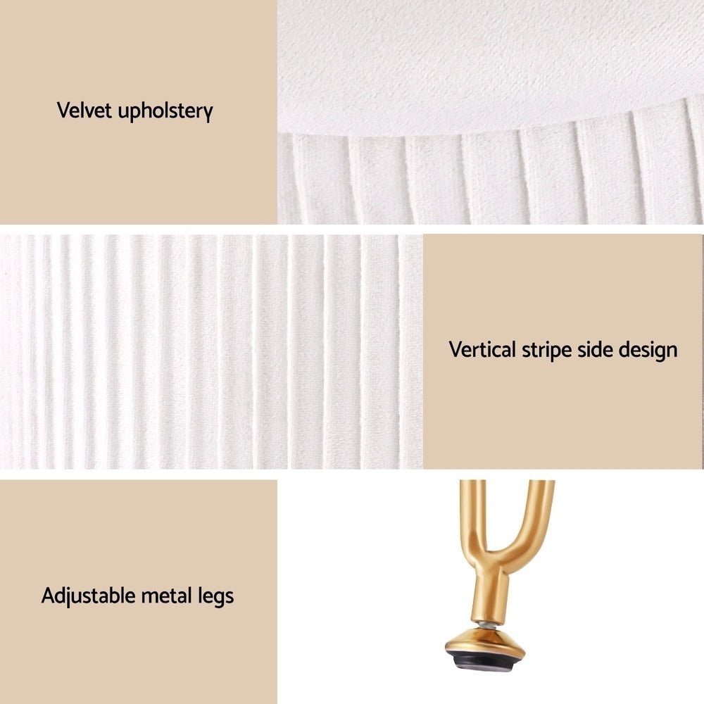 Ottoman Storage Foot Stool Vanity Velvet Round White - Furniture > Living Room > Ottomans & Footstools - Rivercity House & Home Co. (ABN 18 642 972 209) - Affordable Modern Furniture Australia