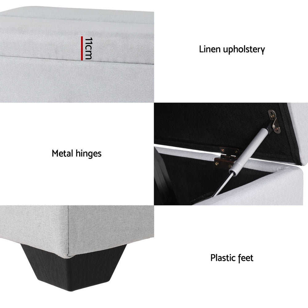 Ottoman Storage Sofa Bed 112cm Foldable Grey - Furniture > Living Room - Rivercity House & Home Co. (ABN 18 642 972 209) - Affordable Modern Furniture Australia