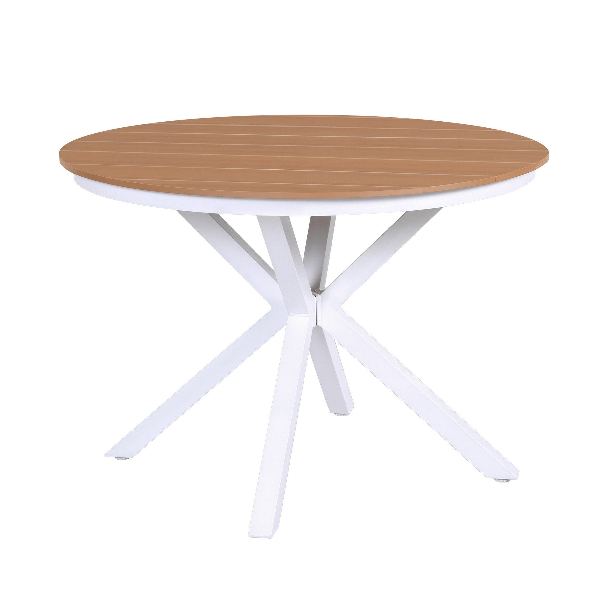 Outdoor 108CM Round Dining Table with Aluminum Frame and WPC Top - Natural White - Furniture > Living Room > Side Tables - Rivercity House & Home Co. (ABN 18 642 972 209) - Affordable Modern Furniture Australia