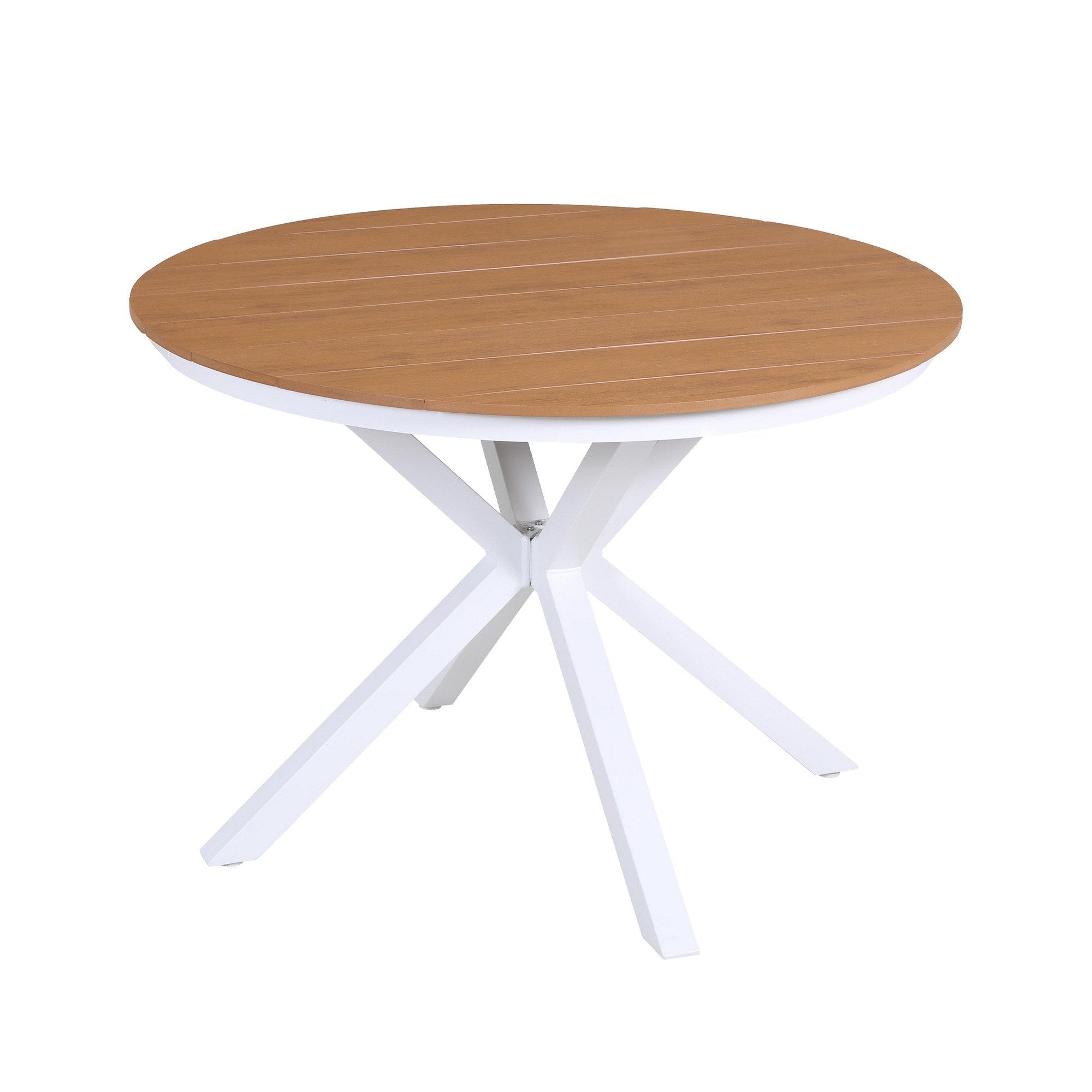 Outdoor 108CM Round Dining Table with Aluminum Frame and WPC Top - Natural White - Furniture > Living Room > Side Tables - Rivercity House & Home Co. (ABN 18 642 972 209) - Affordable Modern Furniture Australia