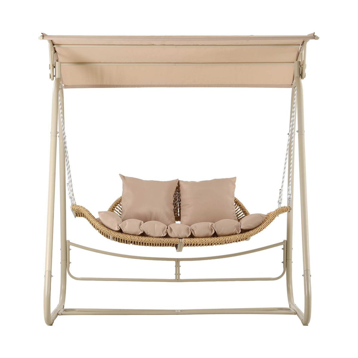 Outdoor 2-Seater Swing Chair with Canopy - Beige - Furniture > Outdoor > Outdoor Chairs - Rivercity House & Home Co. (ABN 18 642 972 209) - Affordable Modern Furniture Australia