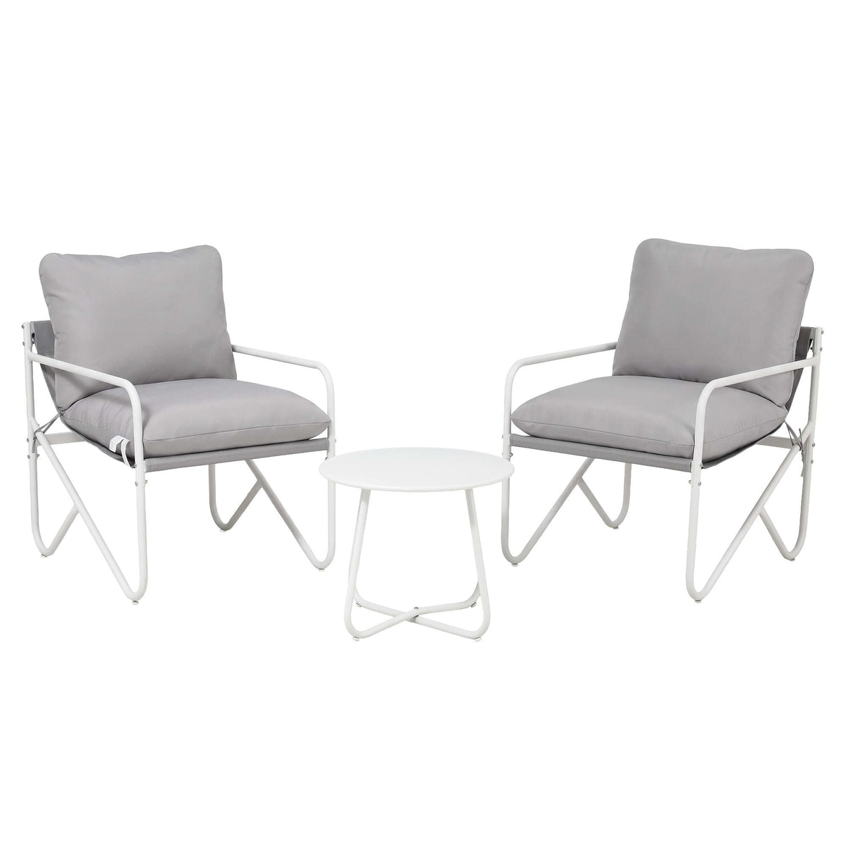 Outdoor 3 Piece Bistro Patio Set with Conversation Table and Chairs - Grey - Furniture > Outdoor > Outdoor Dining Sets - Rivercity House & Home Co. (ABN 18 642 972 209) - Affordable Modern Furniture Australia