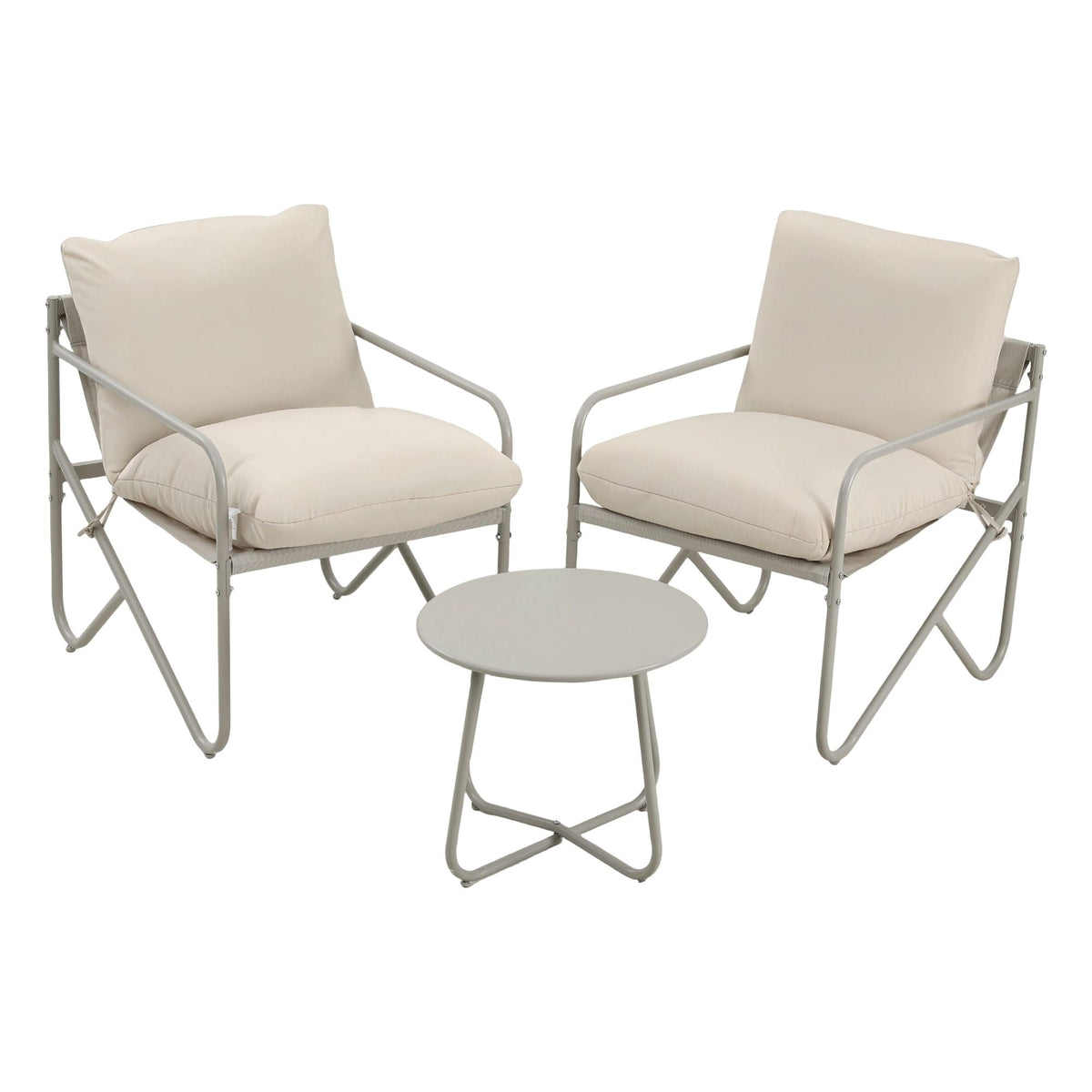 Outdoor 3 Piece Bistro Set with Conversation Table and Chairs - Khaki - Furniture > Outdoor > Outdoor Dining Sets - Rivercity House & Home Co. (ABN 18 642 972 209) - Affordable Modern Furniture Australia
