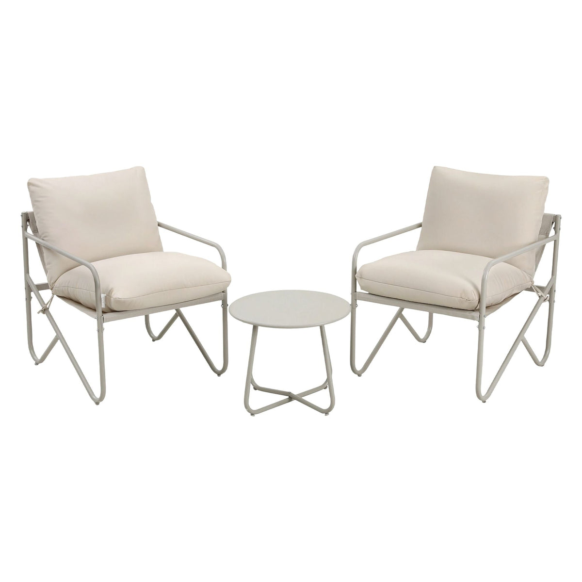 Outdoor 3 Piece Bistro Set with Conversation Table and Chairs - Khaki - Furniture > Outdoor > Outdoor Dining Sets - Rivercity House & Home Co. (ABN 18 642 972 209) - Affordable Modern Furniture Australia