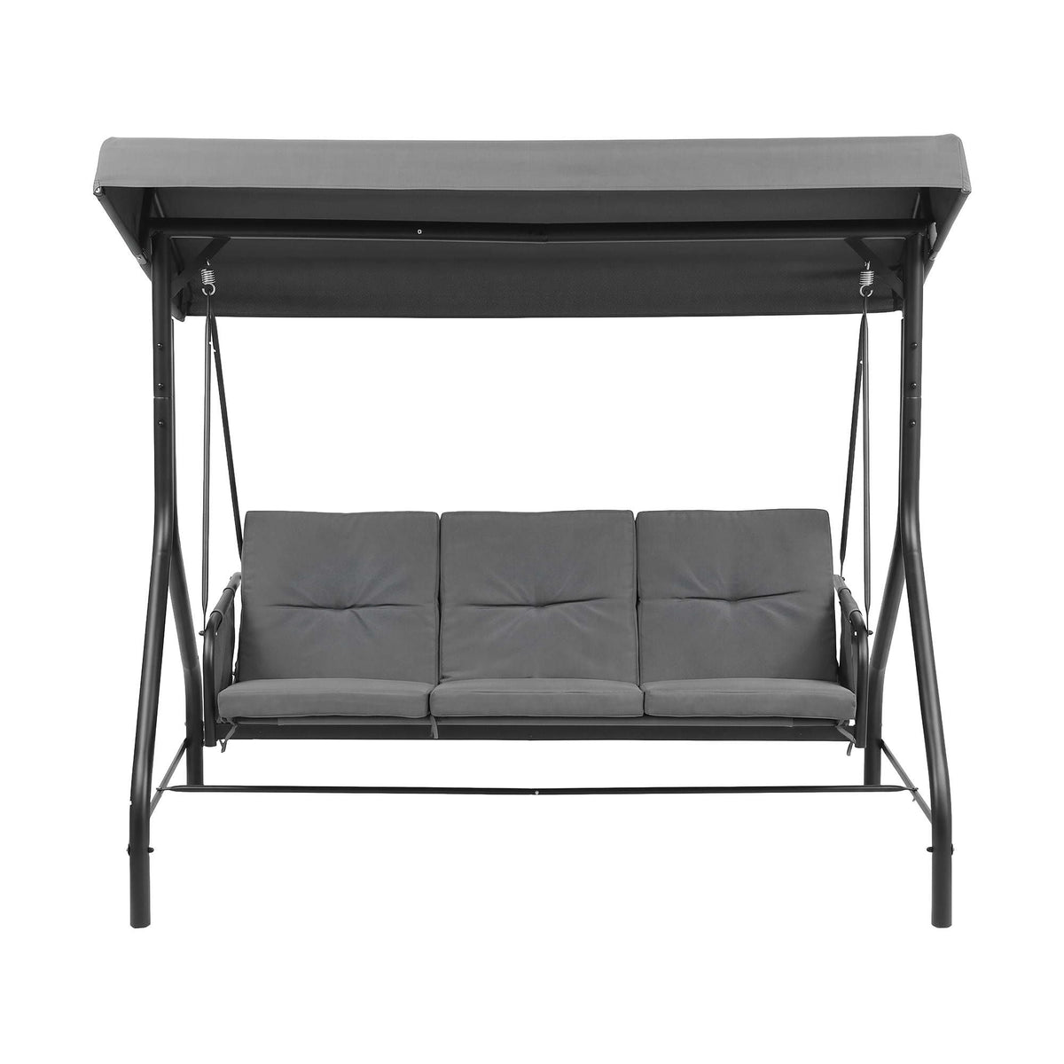 Outdoor 3-Seater Convertible Swing Chair with Canopy - Grey - Furniture > Outdoor > Outdoor Chairs - Rivercity House & Home Co. (ABN 18 642 972 209) - Affordable Modern Furniture Australia