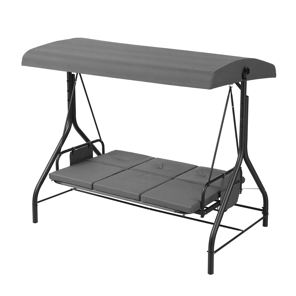Outdoor 3-Seater Convertible Swing Chair with Canopy - Grey - Furniture > Outdoor > Outdoor Chairs - Rivercity House & Home Co. (ABN 18 642 972 209) - Affordable Modern Furniture Australia