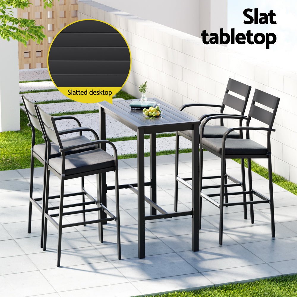 Outdoor Bar Set 5 - Piece Patio Dining Chairs Aluminium Table Stools - Furniture > Outdoor > Outdoor Dining Sets - Rivercity House & Home Co. (ABN 18 642 972 209) - Affordable Modern Furniture Australia
