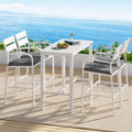 Outdoor Bar Set 5-Piece Patio Dining Chairs Aluminium Table Stools White