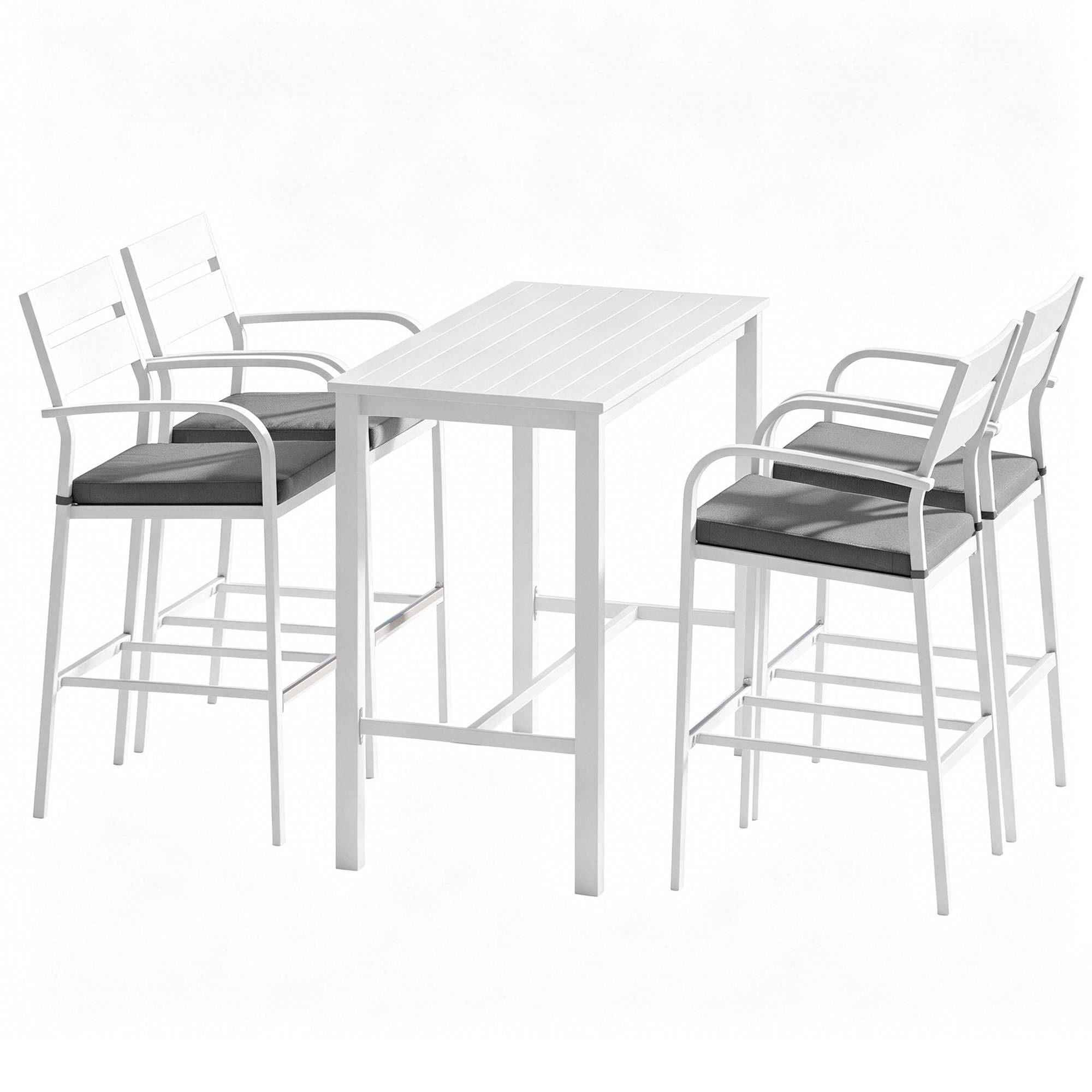 Outdoor Bar Set 5 - Piece Patio Dining Chairs Aluminium Table Stools White - Furniture > Bar Stools & Chairs > Table & Bar Stools - Rivercity House & Home Co. (ABN 18 642 972 209) - Affordable Modern Furniture Australia