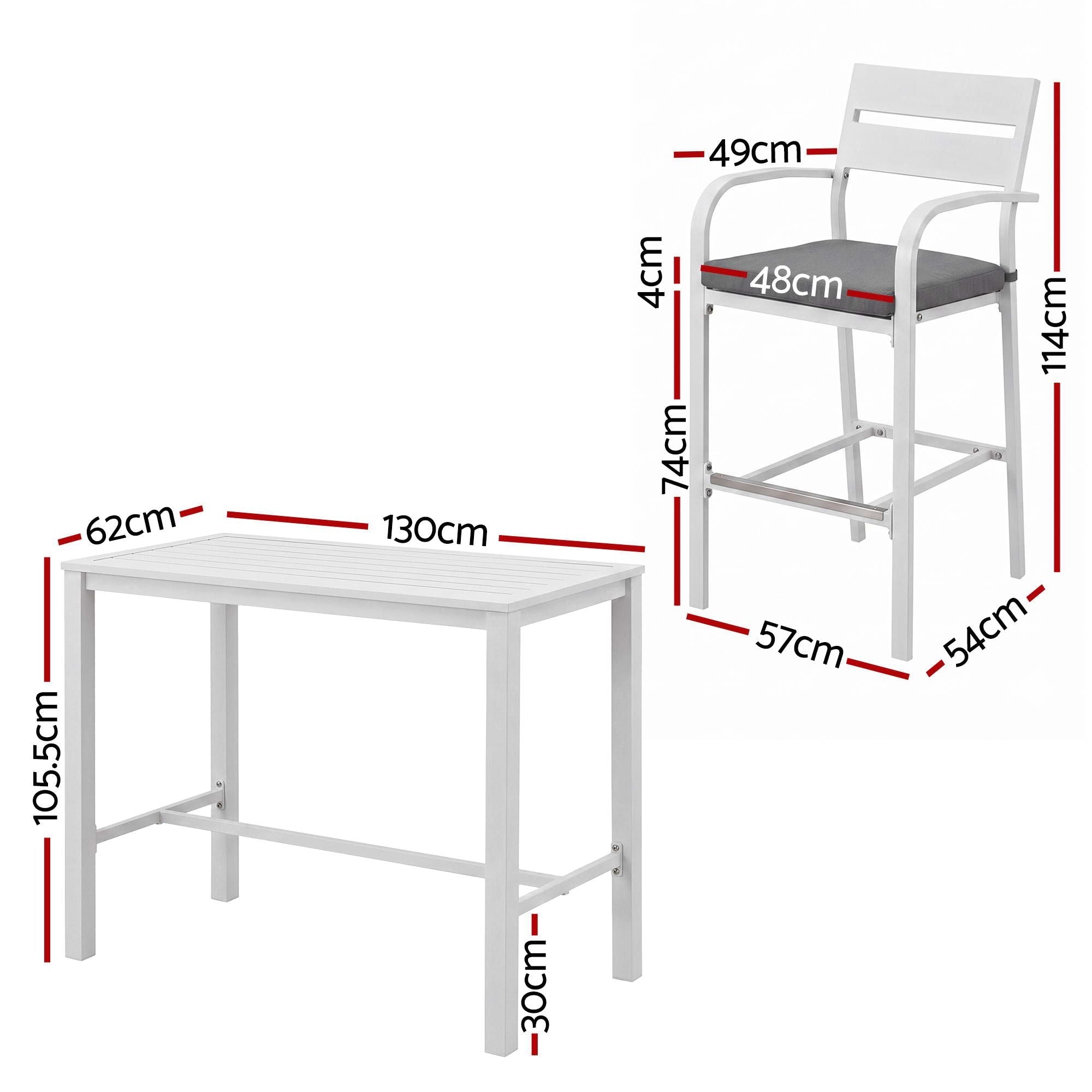 Outdoor Bar Set 5 - Piece Patio Dining Chairs Aluminium Table Stools White - Furniture > Bar Stools & Chairs > Table & Bar Stools - Rivercity House & Home Co. (ABN 18 642 972 209) - Affordable Modern Furniture Australia
