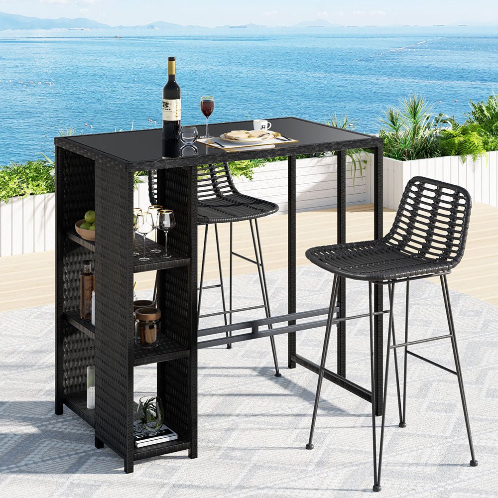 Outdoor Bar Set Patio Furniture Dining Chairs Table and Chairs Wicker - Furniture > Outdoor > Outdoor Dining Sets - Rivercity House & Home Co. (ABN 18 642 972 209) - Affordable Modern Furniture Australia