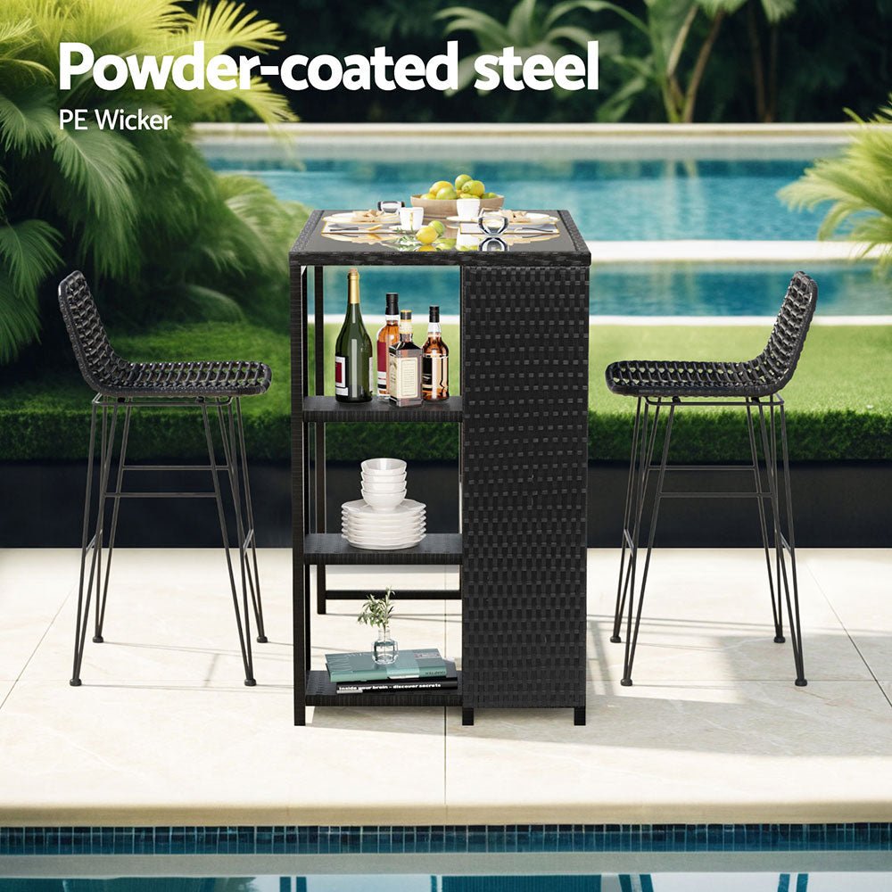 Outdoor Bar Set Patio Furniture Dining Chairs Table and Chairs Wicker - Furniture > Outdoor > Outdoor Dining Sets - Rivercity House & Home Co. (ABN 18 642 972 209) - Affordable Modern Furniture Australia