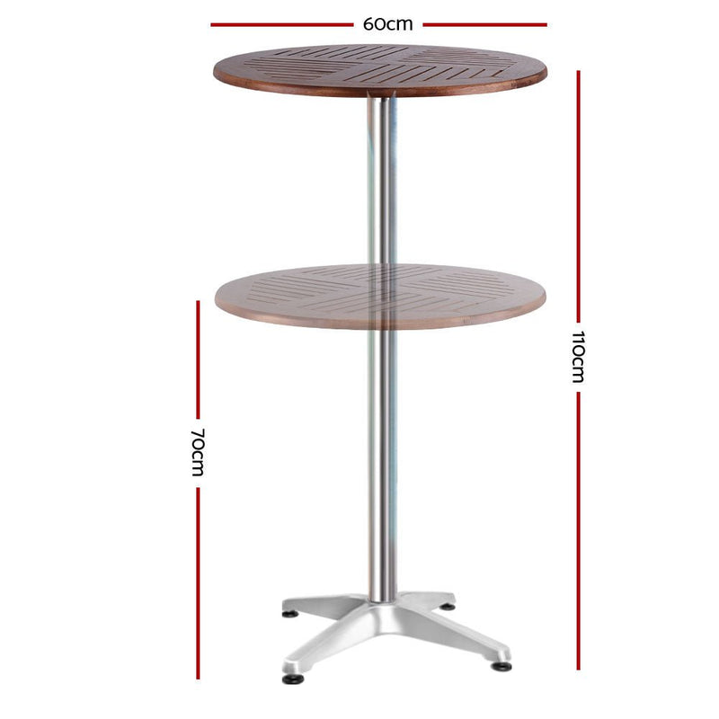 Outdoor Bar Table Furniture Wooden Cafe Table Aluminium Adjustable Round - Rivercity House & Home Co. (ABN 18 642 972 209) - Affordable Modern Furniture Australia