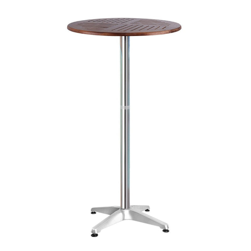 Outdoor Bar Table Furniture Wooden Cafe Table Aluminium Adjustable Round - Rivercity House & Home Co. (ABN 18 642 972 209) - Affordable Modern Furniture Australia