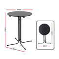 Outdoor Folding Round Bar Table 109cm Steel Frame Weather-Resistant - Black