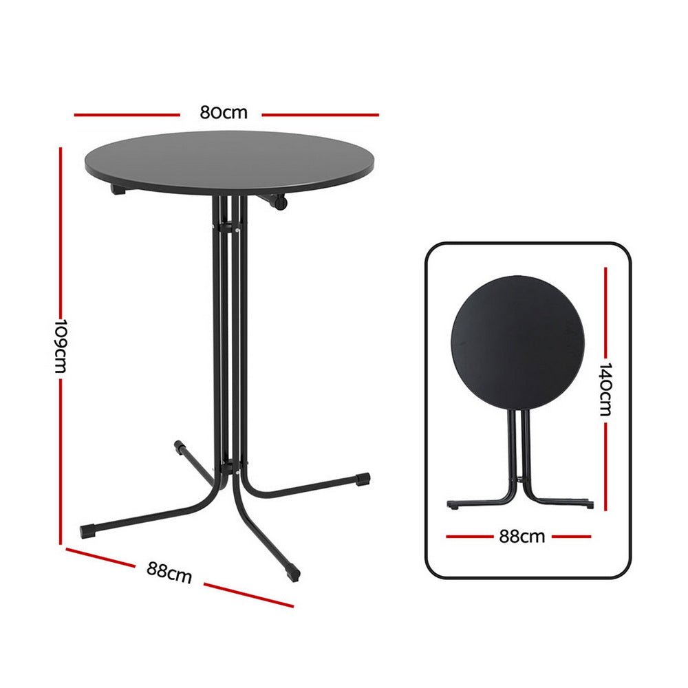 Outdoor Bar Table Round Folding Desk Top 109cm Patio Furniture Black - Furniture > Bar Stools & Chairs > Table & Bar Stools - Rivercity House & Home Co. (ABN 18 642 972 209) - Affordable Modern Furniture Australia