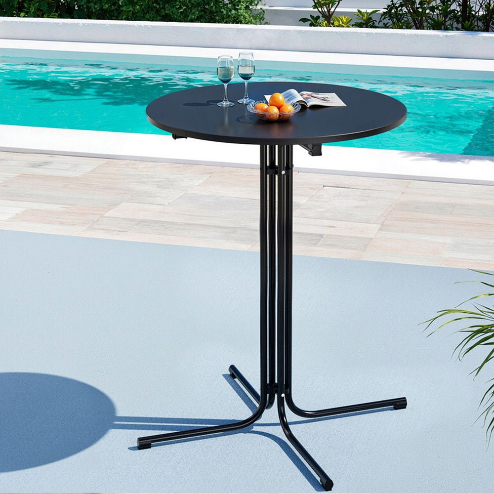 Outdoor Bar Table Round Folding Desk Top 109cm Patio Furniture Black - Furniture > Bar Stools & Chairs > Table & Bar Stools - Rivercity House & Home Co. (ABN 18 642 972 209) - Affordable Modern Furniture Australia