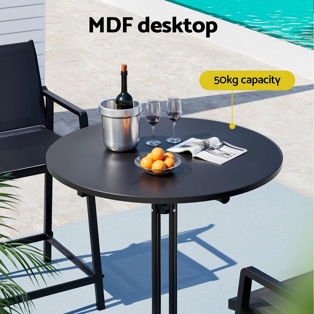 Outdoor Bar Table Round Folding Desk Top 109cm Patio Furniture Black - Furniture > Bar Stools & Chairs > Table & Bar Stools - Rivercity House & Home Co. (ABN 18 642 972 209) - Affordable Modern Furniture Australia