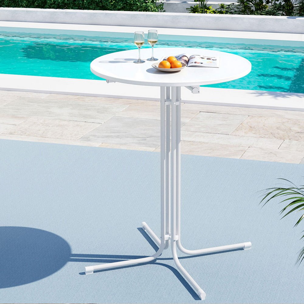 Outdoor Bar Table Round Folding Desk Top 109cm Patio Furniture White - Furniture > Bar Stools & Chairs > Table & Bar Stools - Rivercity House & Home Co. (ABN 18 642 972 209) - Affordable Modern Furniture Australia