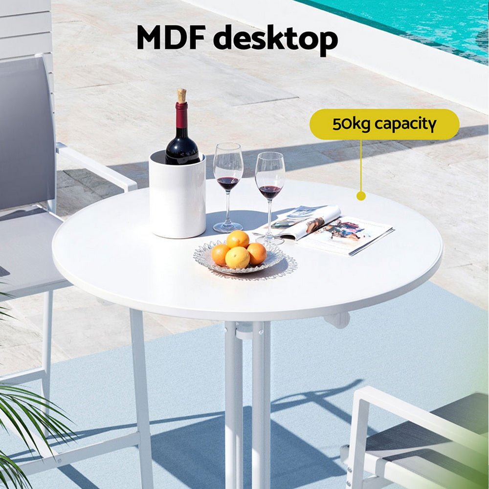 Outdoor Bar Table Round Folding Desk Top 109cm Patio Furniture White - Furniture > Bar Stools & Chairs > Table & Bar Stools - Rivercity House & Home Co. (ABN 18 642 972 209) - Affordable Modern Furniture Australia