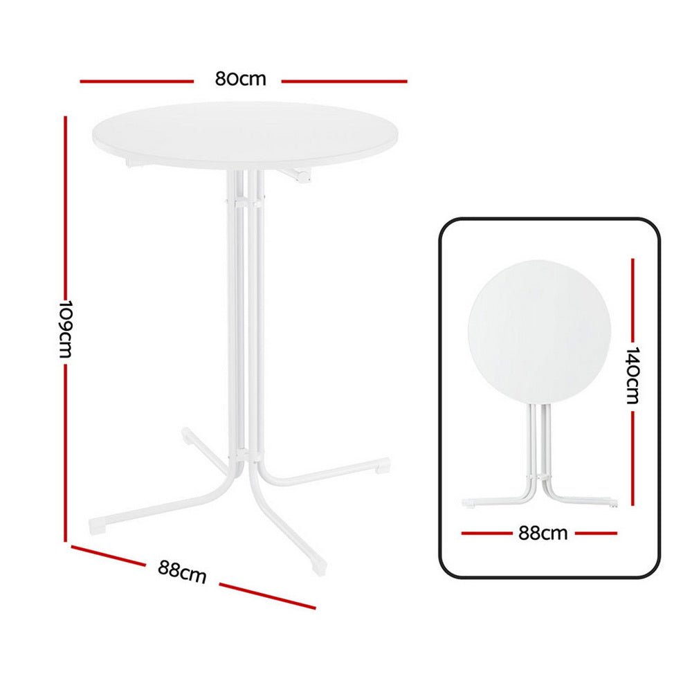 Outdoor Bar Table Round Folding Desk Top 109cm Patio Furniture White - Furniture > Bar Stools & Chairs > Table & Bar Stools - Rivercity House & Home Co. (ABN 18 642 972 209) - Affordable Modern Furniture Australia
