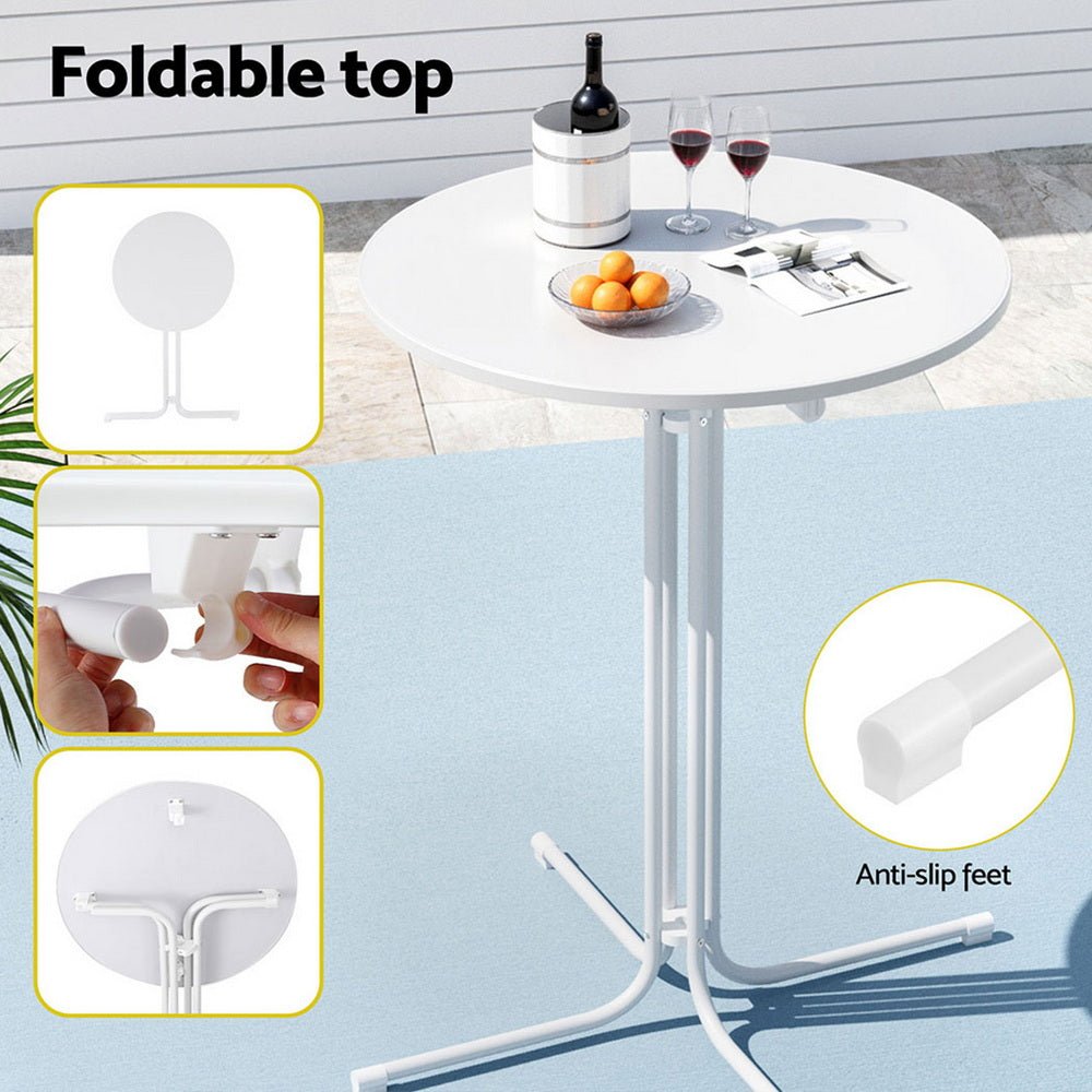 Outdoor Bar Table Round Folding Desk Top 109cm Patio Furniture White - Furniture > Bar Stools & Chairs > Table & Bar Stools - Rivercity House & Home Co. (ABN 18 642 972 209) - Affordable Modern Furniture Australia