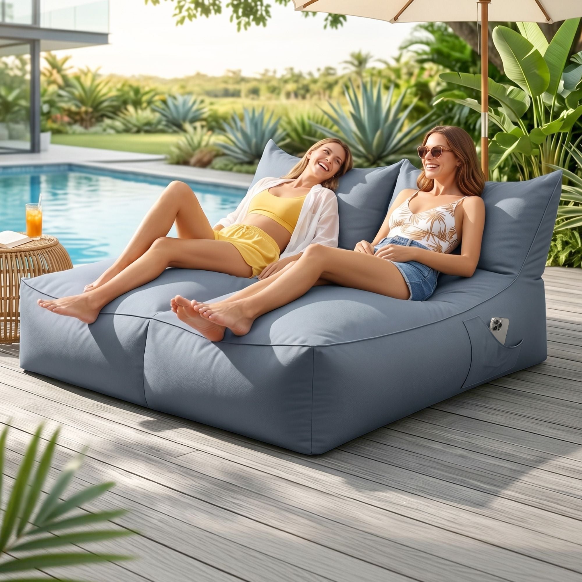 Outdoor Bean Bag Chair Cover (No Filler) 2 Seater Beanbag Lounge Sofacover Adults Splash - Proof Large Bean Bag Cover for Patio Poolside Relaxing Indoor, Grey - Furniture > Sofas > Sofa Accessories - Rivercity House & Home Co. (ABN 18 642 972 209) - Affordable Modern Furniture Australia