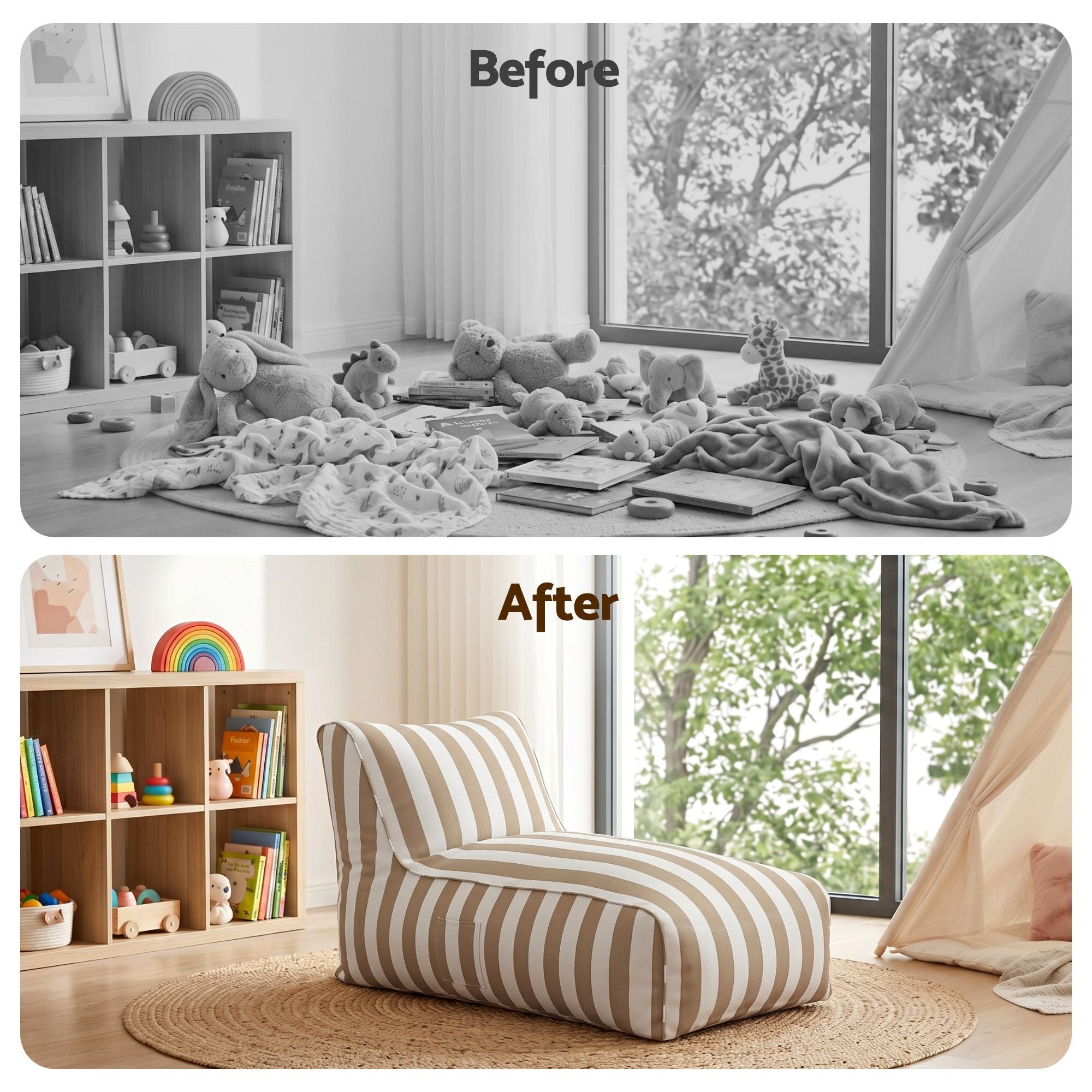 Outdoor Bean Bag Chair Cover (No Filler) Splash - Proof Beanbag Lounge Sofacover Stuffed Animal Storage Bean Bag Cover for Patio Poolside Relaxing, Taupe - Furniture > Sofas > Sofa Accessories - Rivercity House & Home Co. (ABN 18 642 972 209) - Affordable Modern Furniture Australia