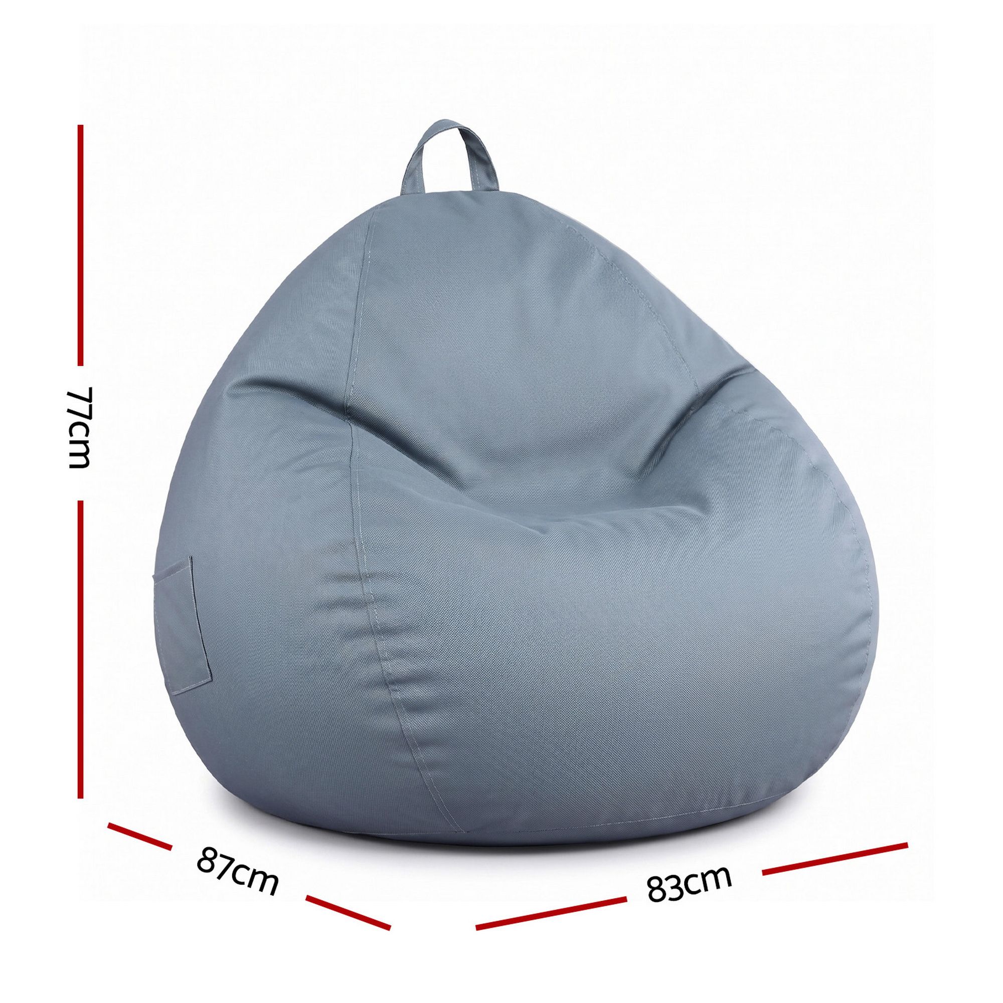 Outdoor Bean Bag Chair Cover (No Filler) Splash - Proof Beanbag Sofacover for Adults Teens Kids Stuffable Bean Bag Cover for Patio Poolside Relaxing, Grey - Furniture > Sofas > Sofa Accessories - Rivercity House & Home Co. (ABN 18 642 972 209) - Affordable Modern Furniture Australia