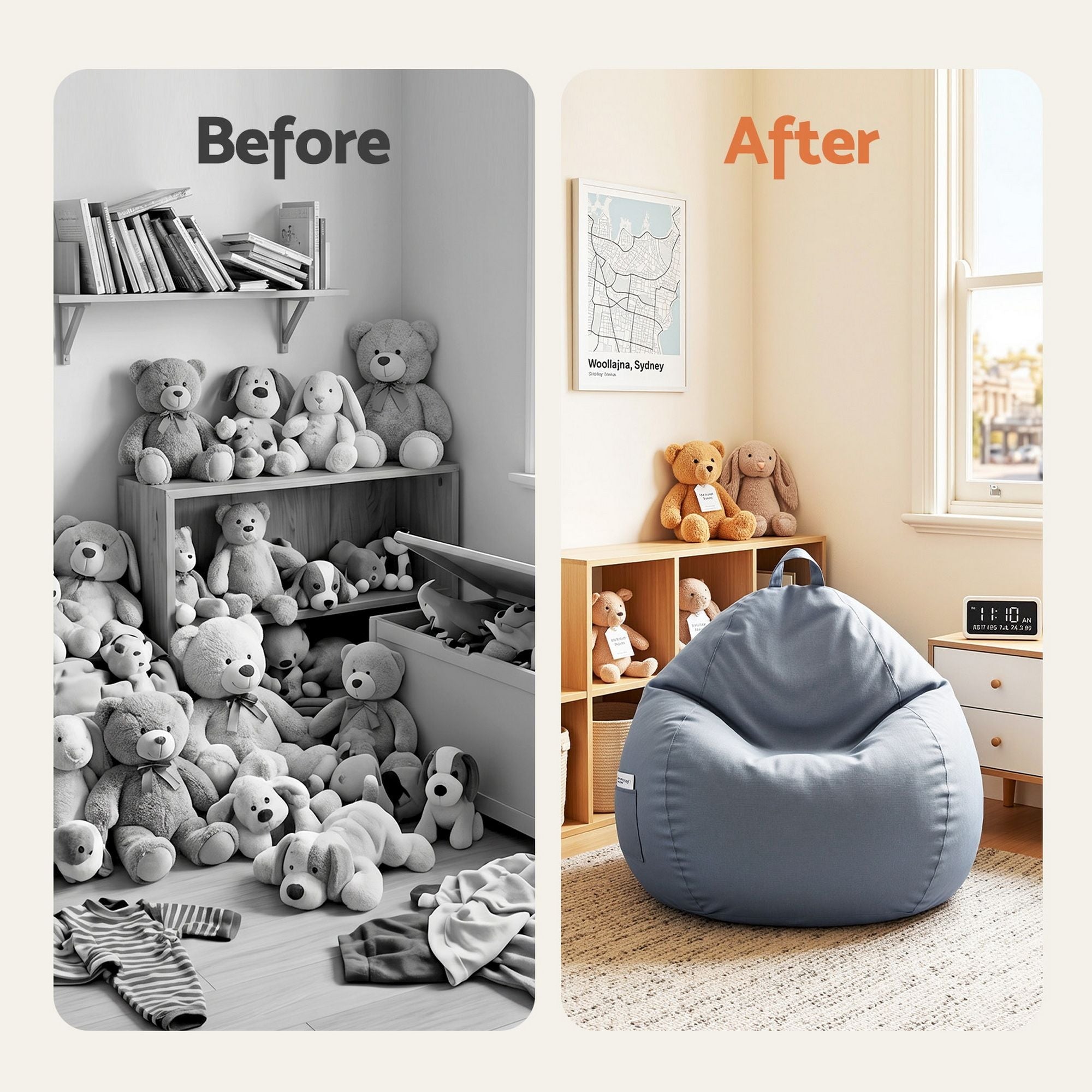 Outdoor Bean Bag Chair Cover (No Filler) Splash - Proof Beanbag Sofacover for Adults Teens Kids Stuffable Bean Bag Cover for Patio Poolside Relaxing, Grey - Furniture > Sofas > Sofa Accessories - Rivercity House & Home Co. (ABN 18 642 972 209) - Affordable Modern Furniture Australia