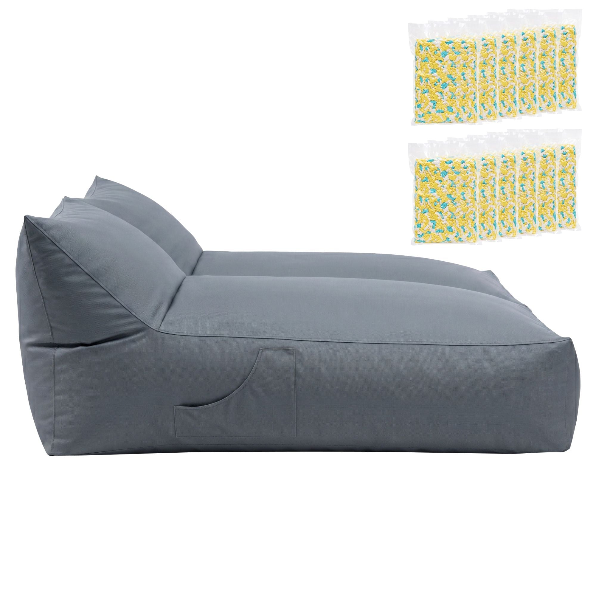 Outdoor Bean Bag Chair with Filler 2 Seater Beanbag Lounge Adults Splash-Proof Large Bean Bag Cover with Filling for Patio Poolside Relaxing Indoor, Grey - Furniture > Sofas > Sofa Accessories - Rivercity House & Home Co. (ABN 18 642 972 209) - Affordable Modern Furniture Australia